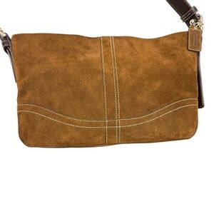 COACH vintage y2k Hobo Shoulder Bag Leather Suede Chocolate Brown 2007 F11514